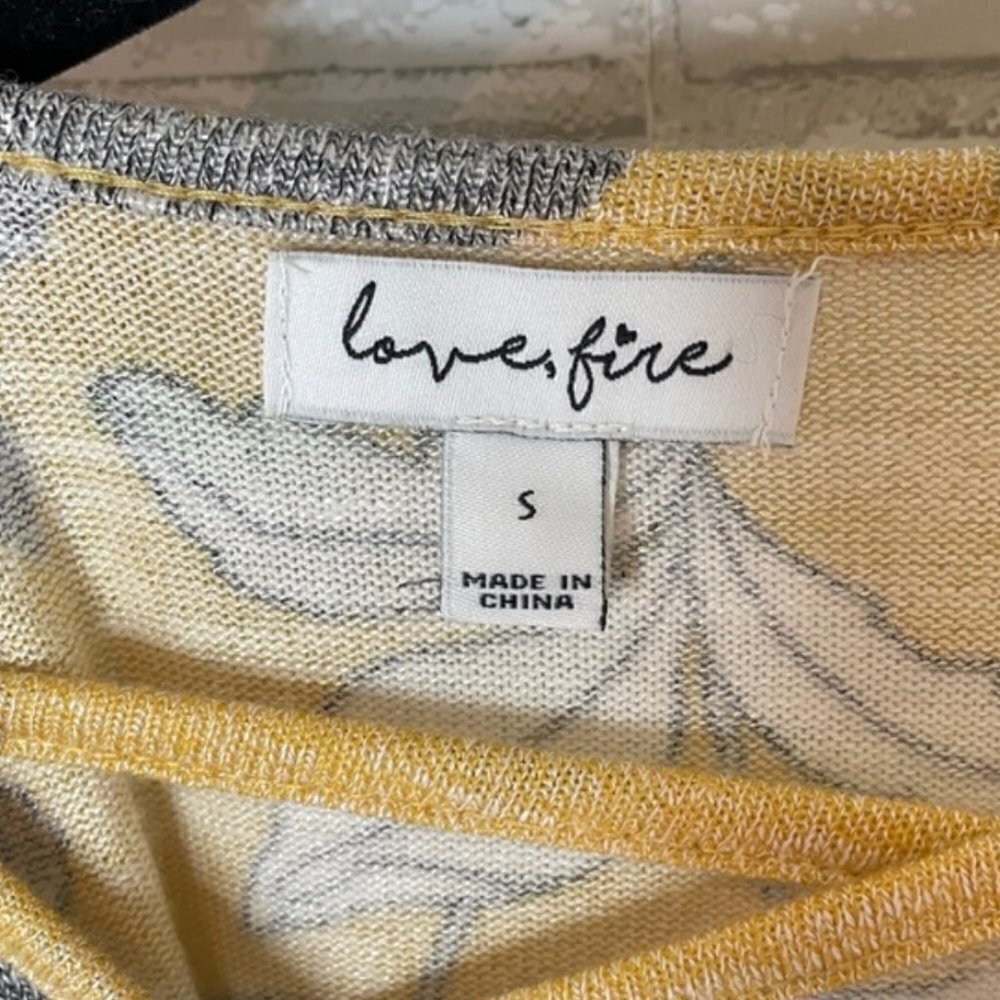 Love Fire Cold Shoulder Yellow Floral Long Sleeve - Picture 5 of 8